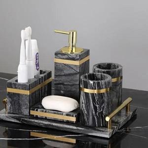 Ensemble d'accessoires de salle de bain en résine personnalisés faits à la main |   Ensemble de comptoir de salle de bain personnalisé avec porte-savon et plateau - Product Image 4