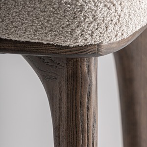 Tabouret de bar élégant en teck massif avec revêtement en tissu, chaise de bar de luxe pour café moderne, restaurant et cuisine à domicile - Product Image 6