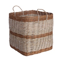 Grand panier de rangement en rotin et jonc de mer, support pliable en plastique pour chaussures, vêtements, sacs, pots de fleurs, pour salon