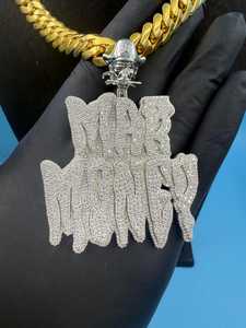 จี้เพชรโมอิสซาไนต์ทรง 3 มิติ เงินแท้ 925 ประดับอักษรย่อแบบกำหนดเอง สไตล์ฮิปฮอป สำหรับทุกเพศ - Product Image 3