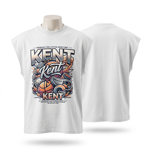 T-shirt sans manches en coton épais 100 % personnalisé avec impression DTG, logo de marque, coupe oversize streetwear, ajustement régulier - Product Image 1