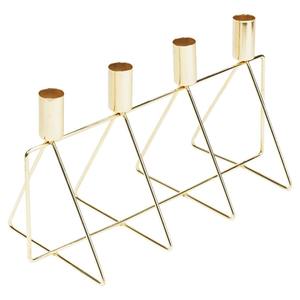 Candelabro de Hierro Geométrico Dorado Nórdico, Portavelas de 4 Ranuras para Velas Cónicas, Candelabro de Metal Moderno y Abstracto para Decoración de Mesa de Boda - Product Image 2