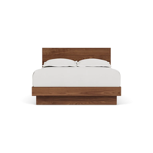 Wholesale Modern Floating <b>Platform</b> <b>Bed</b> | Upholstered Shelter Headboard Walnut <b>Bed</b> <b>Frame</b> - Product Image 1