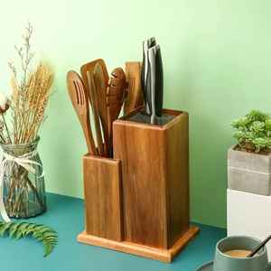 Wooden Cutlery Organizer With Metal Handle Rustic Flatware Holder <b>Kitchen</b> Utensil Storage Box Multi Compartment <b>Table</b> Caddy - Product Image 6