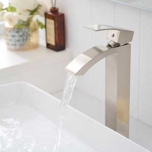 Rubinetto Moderno Monocomando per Bagno, Finitura Nichel Spazzolato, Rubinetto Monoforo per Lavabo o Mobile Bagno - Product Image 5