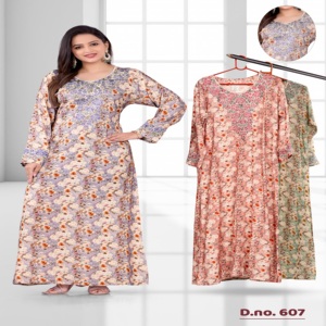 Kaftan en rayonne de qualité supérieure à imprimé numérique avec broderies et embellissements de style diamant – Élégant Mukhawar arabe - Product Image 1