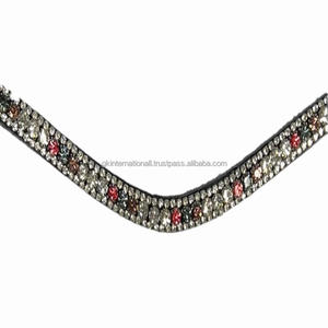 Superventas, suministro de fábrica, cristales en forma de onda, diamantes de imitación, banda decorativa de cuero elegante para cejas de caballo en cuero genuino negro - Product Image 5