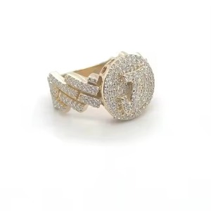 10KT Solid Gold Alphabet J <b>Ring</b> <b>with</b> Natural Diamonds 2CT G-H SI Diamond <b>Initial</b> Statement <b>Ring</b> - Product Image 5