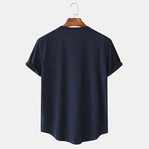 Camiseta 100% de algodón con Logo personalizado para hombre, Camisa lisa en blanco con cuello redondo, bolsillo frontal, verano, alta calidad - Product Image 3