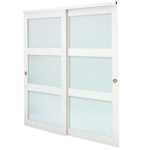 Kit Ferramenta per Porta Scorrevole a Soffietto per Armadio, 72 pollici (doppio 37 pollici) x 80 pollici, con Vetro Satinato a 3 Ante, Guida a Pavimento Solida, per Porte Scorrevoli Doppie - Product Image 1