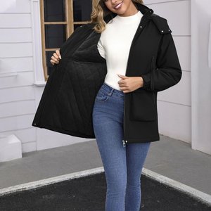 Windproof <b>Women</b> Down Coat Hooded Winter Casual Sport Heavy Duty Performance Athletic <b>Zip</b> <b>up</b> Outerwear - Product Image 5