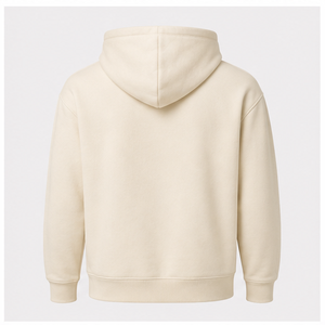 Sweat à capuche classique décontracté pour homme en coton peigné, couleur ivoire, avec cordon de serrage ton sur ton et poches latérales, personnalisable MHOOD-0045 - Product Image 3