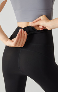 OEM Supply Customized <b>Leggings</b> High Waist <b>Flared</b> Leg Full Length Spandex/Nylon Four-Way Stretch Elastic Waist Anti-Bacterial - Product Image 5