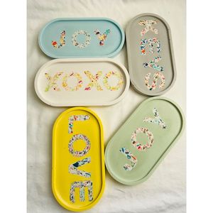 Modern Table <b>Decorative</b> Trays Minimal Oval and Round Resin Design - Product Image 2