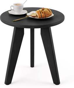 Mesa Auxiliar Moderna Negra para Exteriores, Base Redonda de Trípode, Resistente a la Intemperie, Diseño Contemporáneo para Patio, Terraza o Porche - Product Image 6