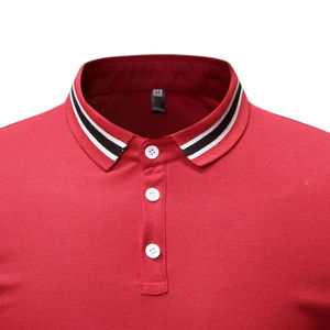 Camisa Polo Roja para Hombre, con Detalle de Cuello en Contraste, Transpirable, de Algodón, Informal, de Manga Corta, para Golf, Tenis, Verano - Product Image 3