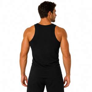 Camiseta sin mangas OEM para hombre, cuello redondo, chaleco sólido, fitness, gimnasio, ajustado, tejido acanalado, 100% poliéster, transpirable, deportivo, culturismo - Product Image 2