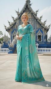 Sari prêt-à-porter et chemisier prêt-à-porter en tissu viscose soie de qualité supérieure, vêtements indiens et pakistanais traditionnels. - Product Image 4