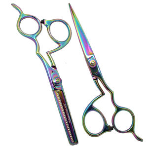 Tijeras de Peluquería de Titanio Azul Rey, Tijeras Profesionales para Peluquería, Tijeras de Entresacar Tipo V para Diestros - Product Image 3