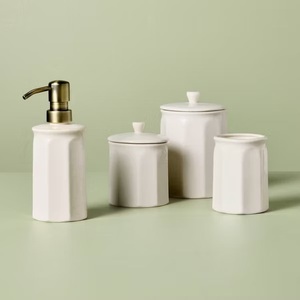 Contemporary Ceramic Storage Canister Fluted Design Airtight Lid <b>Pantry</b> Organizer Elegant <b>Kitchen</b> Counter Jar Premium Utility - Product Image 4