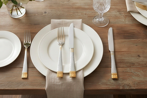 Ensemble de couverts en acier inoxydable de style moderne, finition miroir argenté, vaisselle de table, articles de cuisine pour restaurants et mariages - Product Image 6
