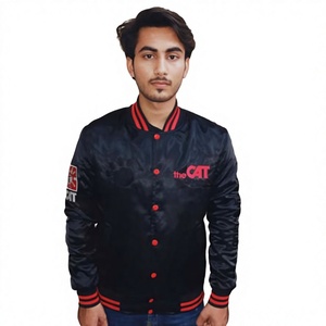 Patchs brodés personnalisés, broderie vintage 3D, veste varsity en satin, haute qualité, 100% polyester, séchage rapide, personnalisable pour homme - Product Image 1