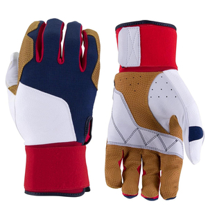 Gants de frappe en cuir rouge, blanc, bleu, marron, respirants, avec fermeture auto-agrippante, unisexes, pour adultes, pour l'entraînement - Product Image 1