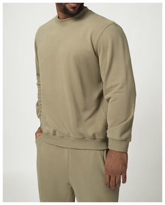 Sudadera con cuello redondo y bloques de color, bordado personalizable, jersey oversize de mezcla de algodón para hombre, ropa de peso pesado - Product Image 3