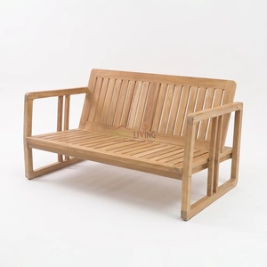 Sofá de Jardín de Madera de Teca Minimalista Contemporáneo Felcia, Muebles de Exterior de Dos Plazas, Duraderos para Uso en Comedores y Hoteles - Product Image 3