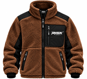 RISK SPORTS <b>Men's</b> Sporty Solid <b>Sherpa</b> <b>Fleece</b> Thick Jacket Hooded Zip-Up Winter Warm Coat - Product Image 1
