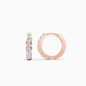Aros Huggie Redondos con Diamantes Brillantes para Niños con Diamantes Cultivados en Laboratorio de 0.11 Quilates en Oro Amarillo de 9K, Oro Blanco y Oro Rosa - Product Image 3