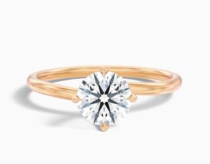 Bague en moissanite taille ronde en argent sterling 925 plaqué or blanc, bague de fiançailles classique solitaire, bague de promesse, bijou élégant - Product Image 1