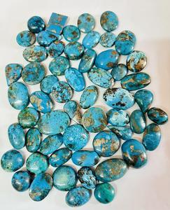 Prix de gros 100% naturel Aamna Gems Pierre précieuse turquoise iranienne taille ovale cabochon taille personnalisée pierre en vrac pour la fabrication de bijoux - Product Image 1