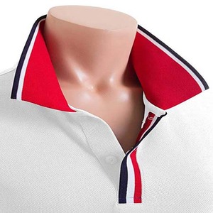 White <b>Women's</b> Polo Shirt With Red Collar And Trim Short Sleeve Casual Knitted Solid Color Sport <b>Top</b> - Product Image 6