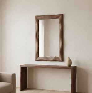 Espejo de Pared Decorativo Hecho a Mano con Marco de Madera Natural, Diseño Moderno y Lujoso, Grabado Personalizado, Ecológico, para Bodas y Sala de Estar - Product Image 3