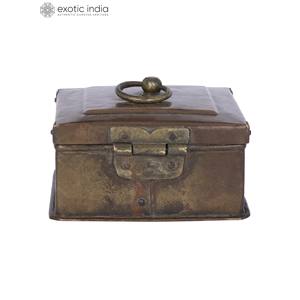 6.5 Inches Handmade Old Fashioned Brass <b>Box</b> for <b>Storage</b>, Gifting and Home <b>Decor</b> Item Made in India - Product Image 3