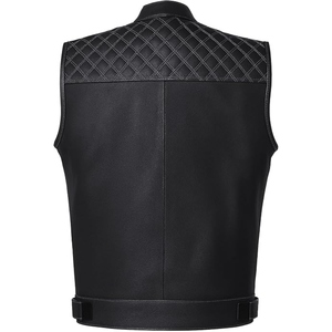 Gilet de motard personnalisé en cuir véritable pour homme, gilet matelassé de club moto, gilet zippé en cuir de vachette premium - Product Image 2