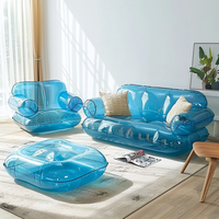 Sofá Cama Inflable Plegable de PVC Transparente Clásico de Una Plaza para Adultos, Ideal para Gimnasio, Escuela, Diseño Moderno y Elegante para Apartamentos
