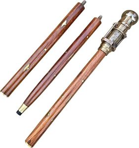 Canne de marche pliante victorienne steampunk avec télescope jumelles et boussole intégrés, décorative en bois et métal, cadeau artisanal - Product Image 4