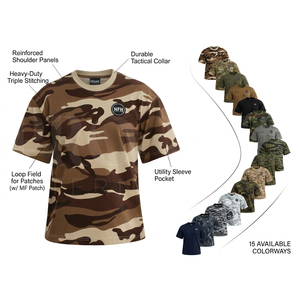 Outdoor Activities Style Men's Camouflage Print Casual T <b>Shirt</b> Short Sleeve Round Neck Cotton <b>Polyester</b> OEM ODM Custom T <b>Shirts</b> - Product Image 1
