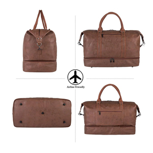 Bolsa de Lona de Cuero para Hombre, Rectangular, con Cierre de Cremallera, Múltiples Compartimentos, para Viajes, Gimnasio, Deportes, con Asa Superior - Product Image 4