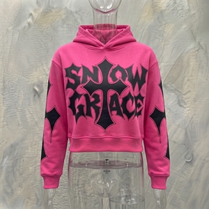 เสื้อฮู้ดดี้ Snow Grace สีชมพู รุ่น Winter ผ้าฝ้าย 100% ทรงปกติ สวมใส่ได้ทั้งชายและหญิง สไตล์สตรีทแวร์ ความยาวปกติ พิมพ์ลายตัวอักษรด้านหน้า แขนเสื้อแบบปกติ ทรงเฟรนช์ - Product Image 3