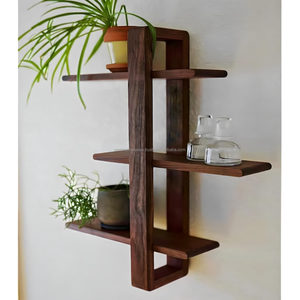 METAL OVERSEAS MOS-412040 Estante de Pared Vertical de Madera de Pino de 3 Niveles, Hecho a Mano, Duradero, de Lujo, Clásico, con Patrón Cuadrado, Ligero - Product Image 2