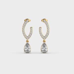 Pendientes de oro amarillo para mujer con diamantes de corte pera cultivados en laboratorio, certificados por IGI, de lujo para boda - Product Image 2