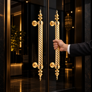 Manija de Puerta Principal de Lujo Palace en Oro PVD para Puertas de Vidrio y Principales – Diseño Retorcido Premium - Product Image 3