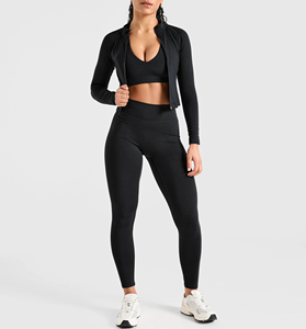 Leggings de Yoga Largos sin Costuras, Color Negro Sólido, Spandex y Poliéster, Pantalones Deportivos para Mujer, Elásticos, Estilo Simple, Ecológicos - Product Image 4