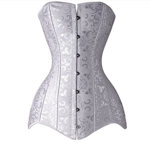 Corsé de satén ecológico de control firme para mujer, bustier floral adelgazante de cintura alta para torso largo, talla grande, negro, para dropshipping - Product Image 4