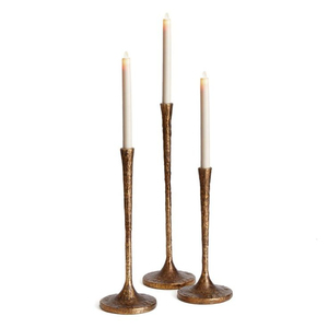 Support de bougie conique minimaliste en laiton, bougeoir de luxe en métal doré texturé pour centres de table de mariage et salles à manger d'hôtels modernes - Product Image 5