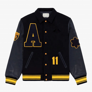 Vestes de baseball personnalisées pour hommes, style universitaire, chaudes pour l'hiver, avec manches en cuir, logo brodé, style lycée - Product Image 1