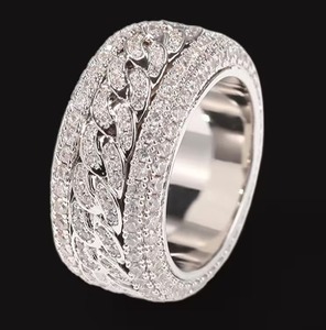 925 Silver Moissanite Eternity Band Pave Setting Chain Pattern Gemstone <b>Ring</b> for Wedding Anniversary Party - Product Image 3